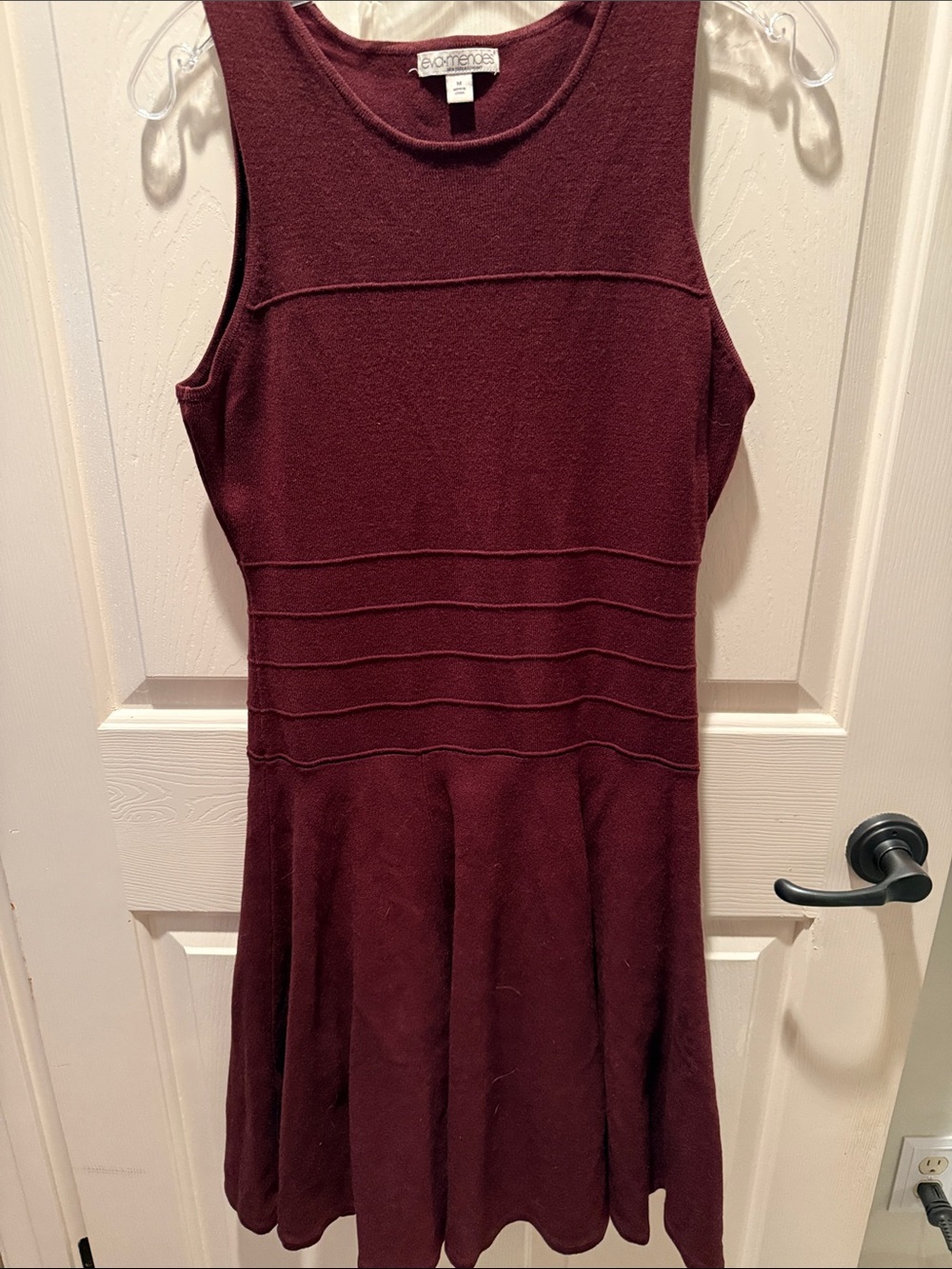New York & Company Sleeveless Fit-and-Flare Dress in Burgundy